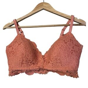 AERIE Wireless Lace Bra/Bralette Size 34DD Peachy Pink/DustyRose colour